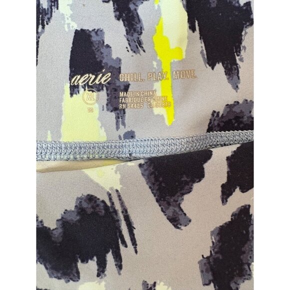 Aerie XL Chill Play Move Blue Leopard Print Cropped Leggings Pink Sides Mob Wife - Picture 4 of 10